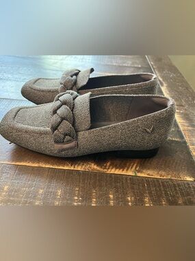 Vivaia Caitlin Square Toe Braided Knot Loafers Shoes Knit Gray Grey Size 37/6.5